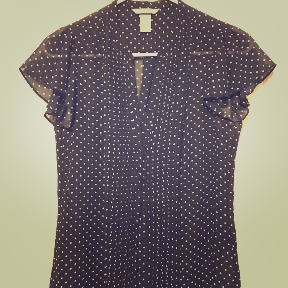 Classy H&M Black with Polka Dot Blouse - Like New